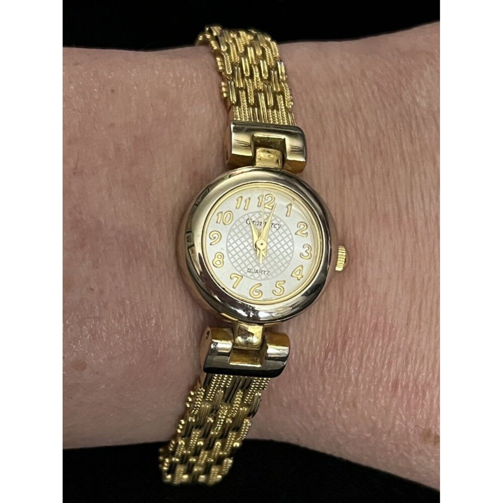 Gramercy Gold Link Bracelet Watch New Battery Japan Movt 90s